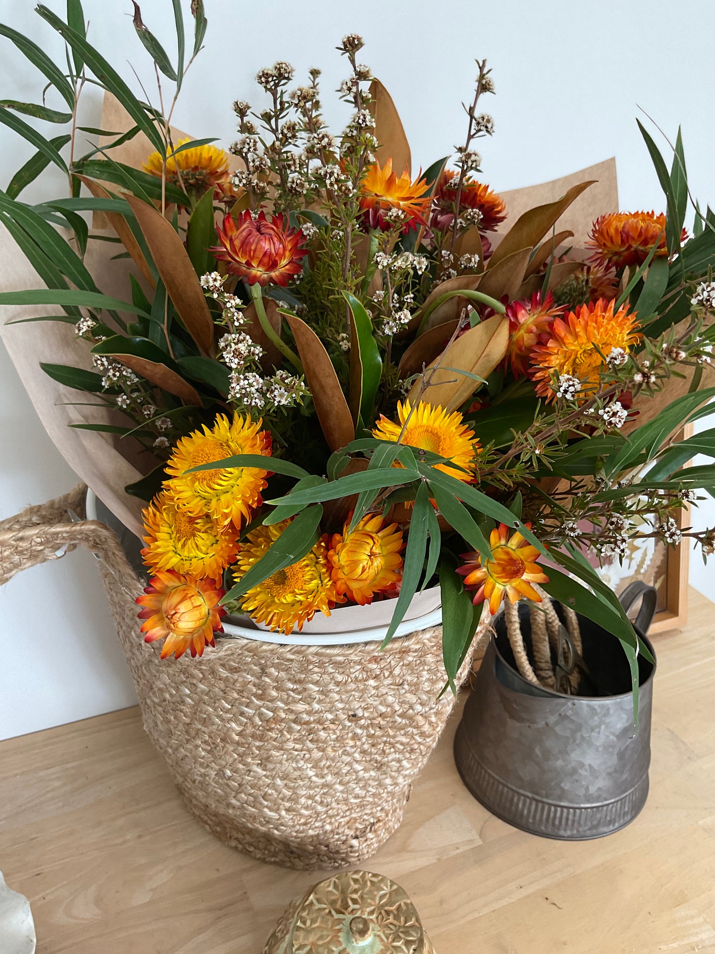 Paper daisy, tea tree, gum.