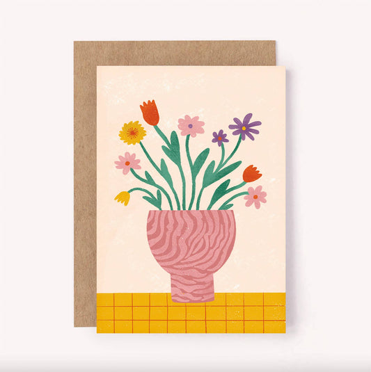 Flower Vase Card - Illustrated Flower Card | Floral Greeting