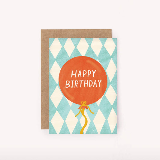 Birthday Balloon Mini Card - Illustrated Bday Greeting Card